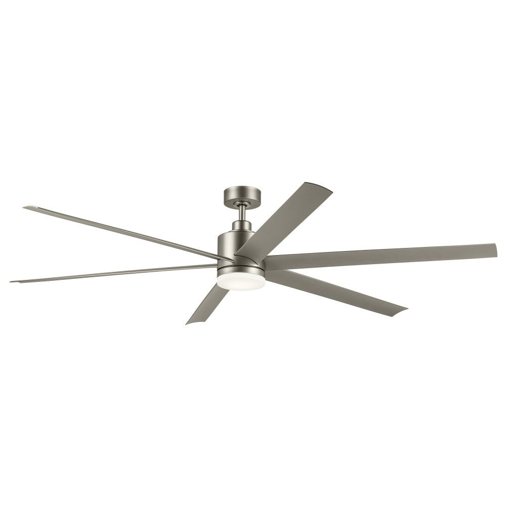 80 Inch Loa Ceiling Fan with Satin Etch Cased Opal Glass in Brushed Nickel with Silver Blades