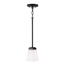 Load image into Gallery viewer, 1-Light Pendant in Matte Black with Soft White Glass Shade
