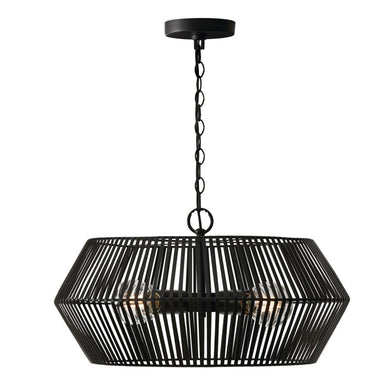 4-Light Angular Metal Pendant in Matte Black