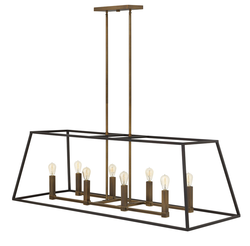 Medium Eight Light Open Frame Linear - Bronze