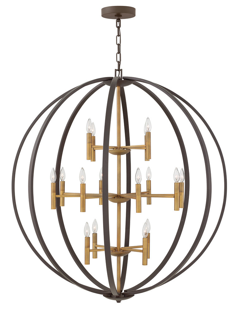 Double XL Three Tier Orb Chandelier - Bronze