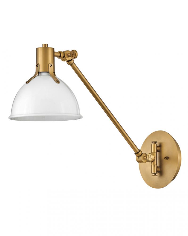 Medium Swing Arm Single Light Sconce - White