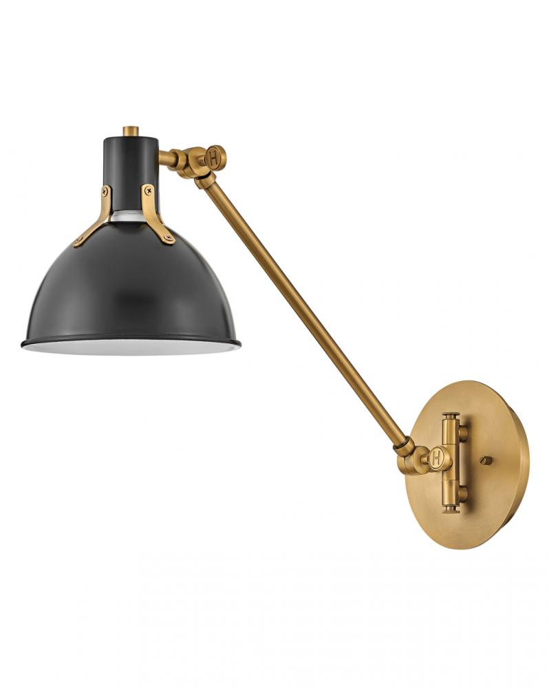 Medium Swing Arm Single Light Sconce - Black