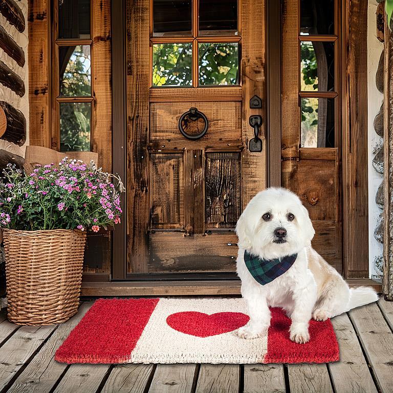 Canadian Flag with Heart Doormat