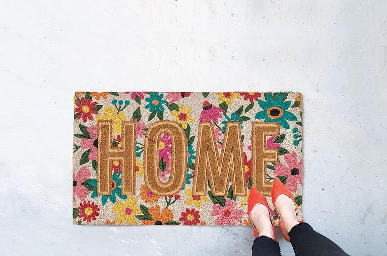 Floral Pressed HOME Doormat