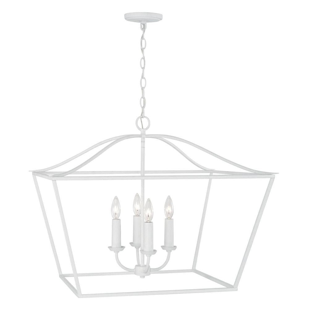 4-Light Foyer Pendant Lantern in Textured White
