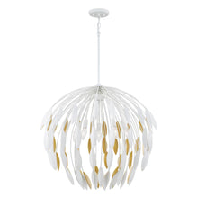 Load image into Gallery viewer, 5-Light Botanical Pendant in Matte White and Buffed Gold
