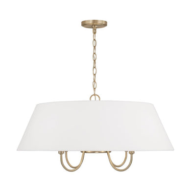 4-Light Pendant in Matte Brass with White Fabric Shade