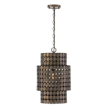 Load image into Gallery viewer, 1-Light Medallion Cylindrical Pendant in Dark Brass
