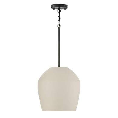 1-Light Handcrafted Terracotta Pendant in Ivory and Matte Black