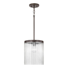 Load image into Gallery viewer, 1-Light Pendant in Oil Rubbed Bronze with Clear Beveled Fluted Glass
