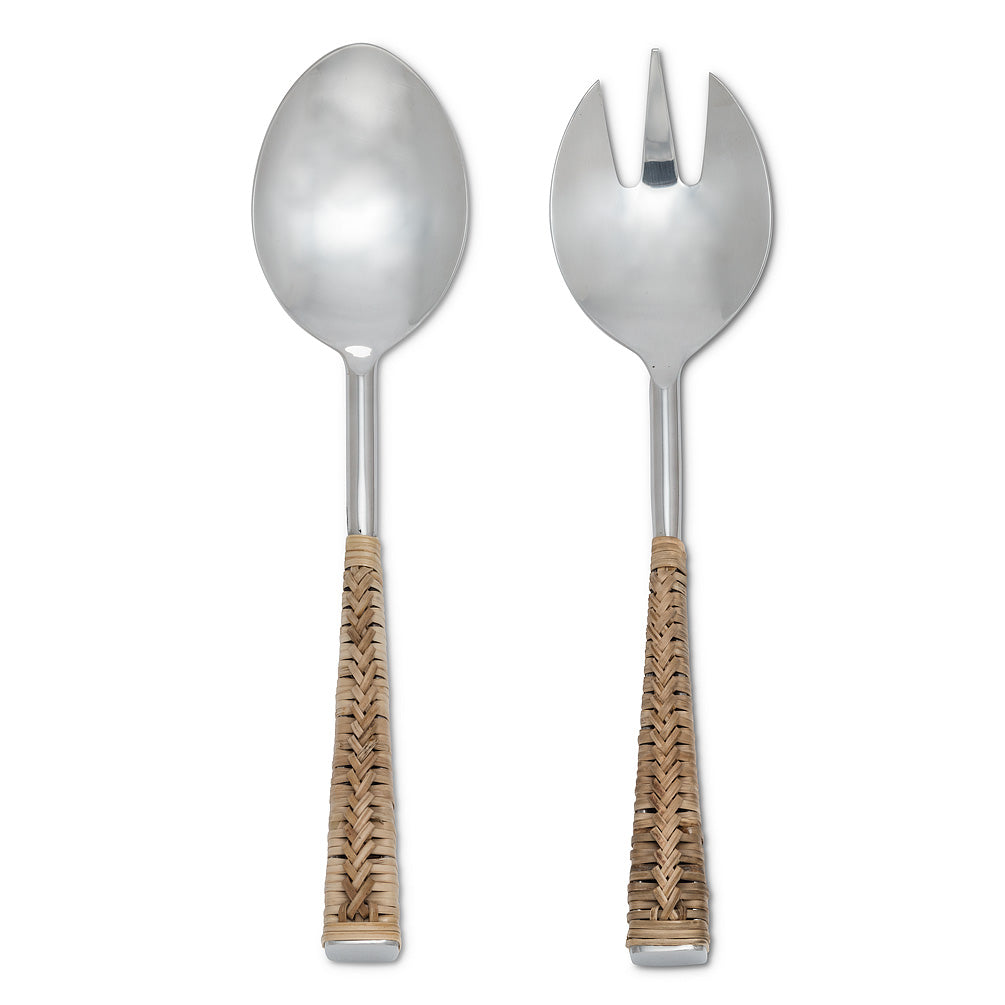 Rattan Handle Salad Servers - by Abbott