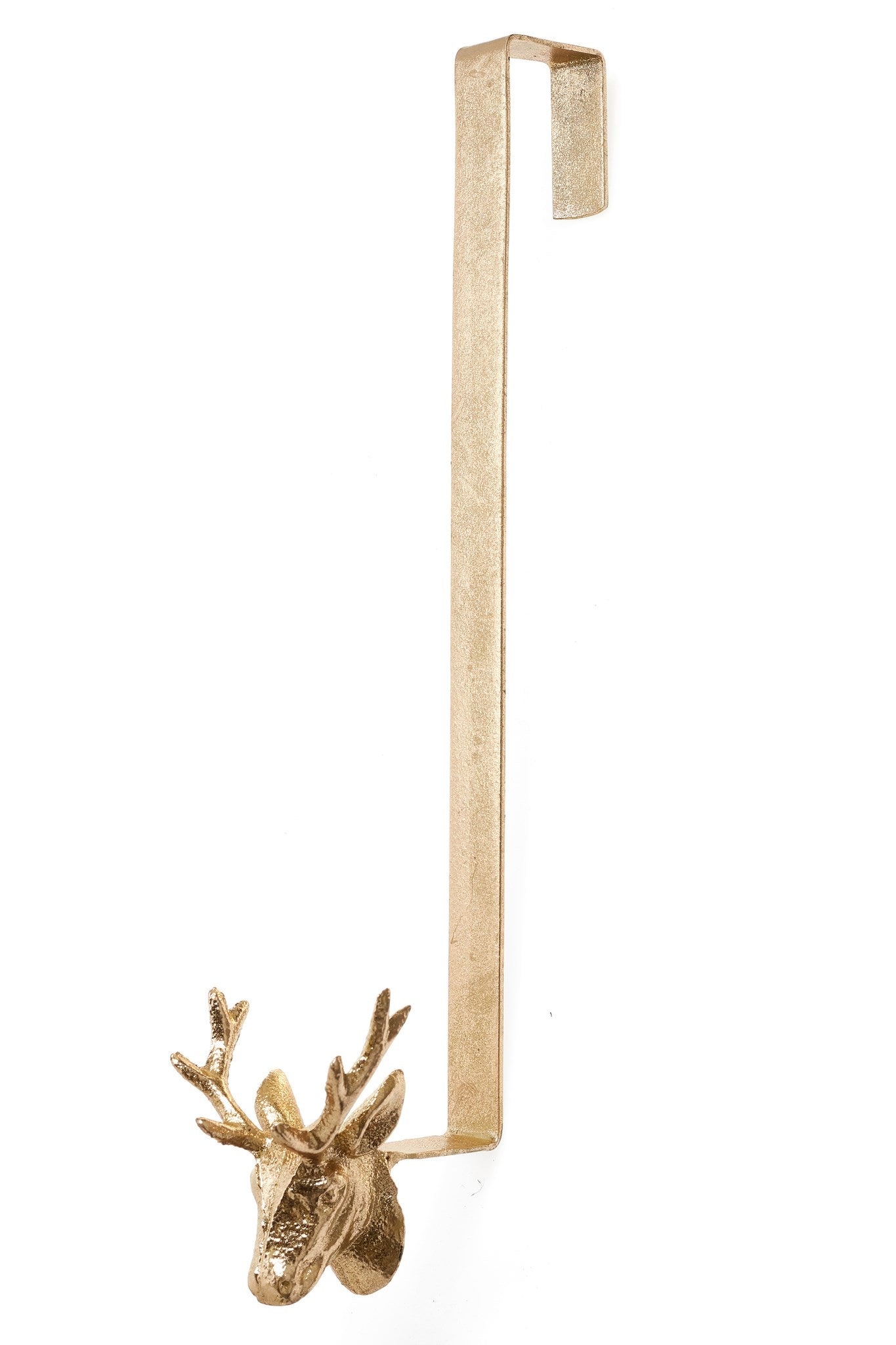 Christmas Wreath Hanger Deer Iron Gold 16"H