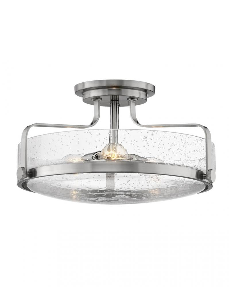 Medium Semi-Flush Mount - Nickel|Clear