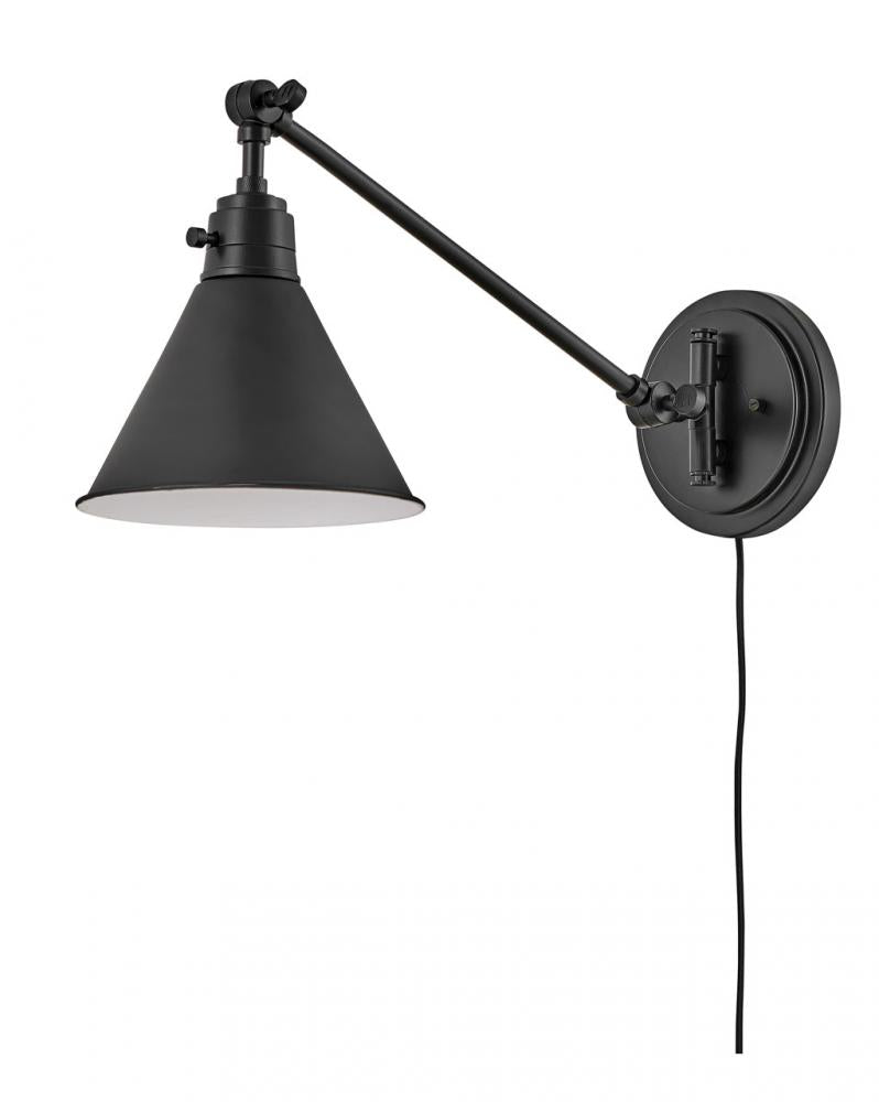 Medium Swing Arm Single Light Sconce - Black