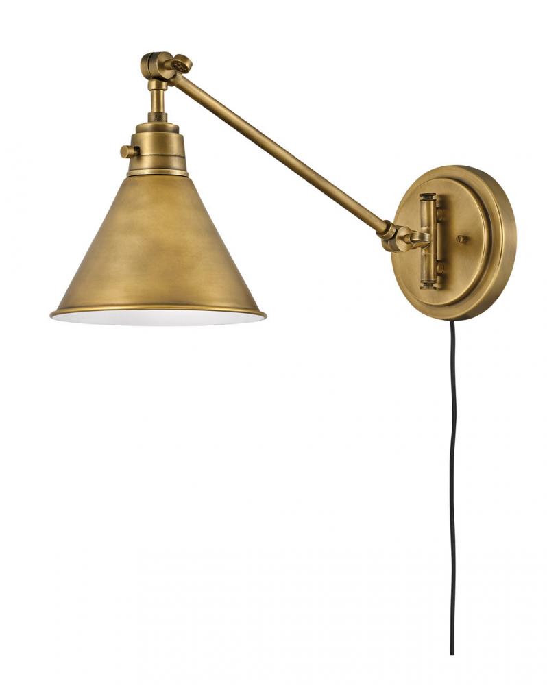 Medium Swing Arm Single Light Sconce - Brass
