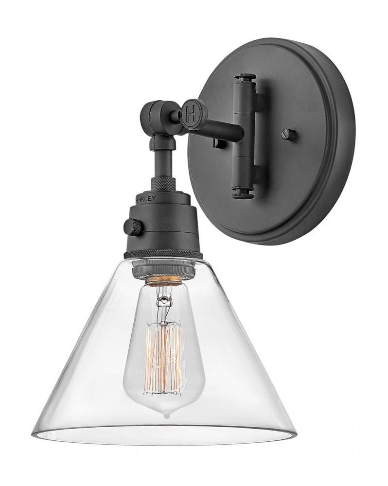 Medium Swing Arm Single Light Sconce - Black