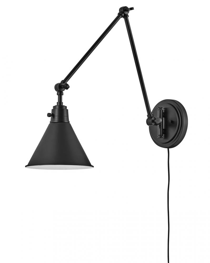 Medium Swing Arm Single Light Sconce - Black