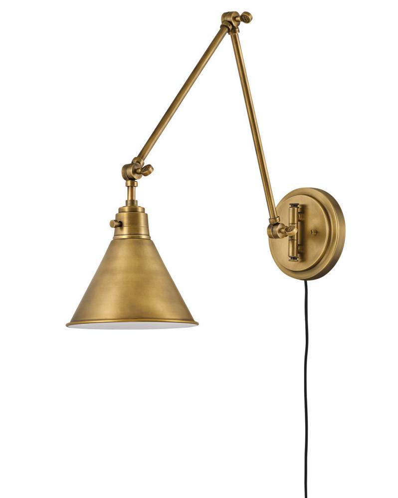 Medium Swing Arm Single Light Sconce - Brass