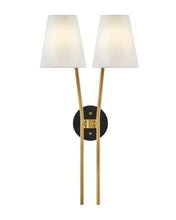 Load image into Gallery viewer, Aston 2 Light Wall Sconce in Black &amp; Heritage Brass
