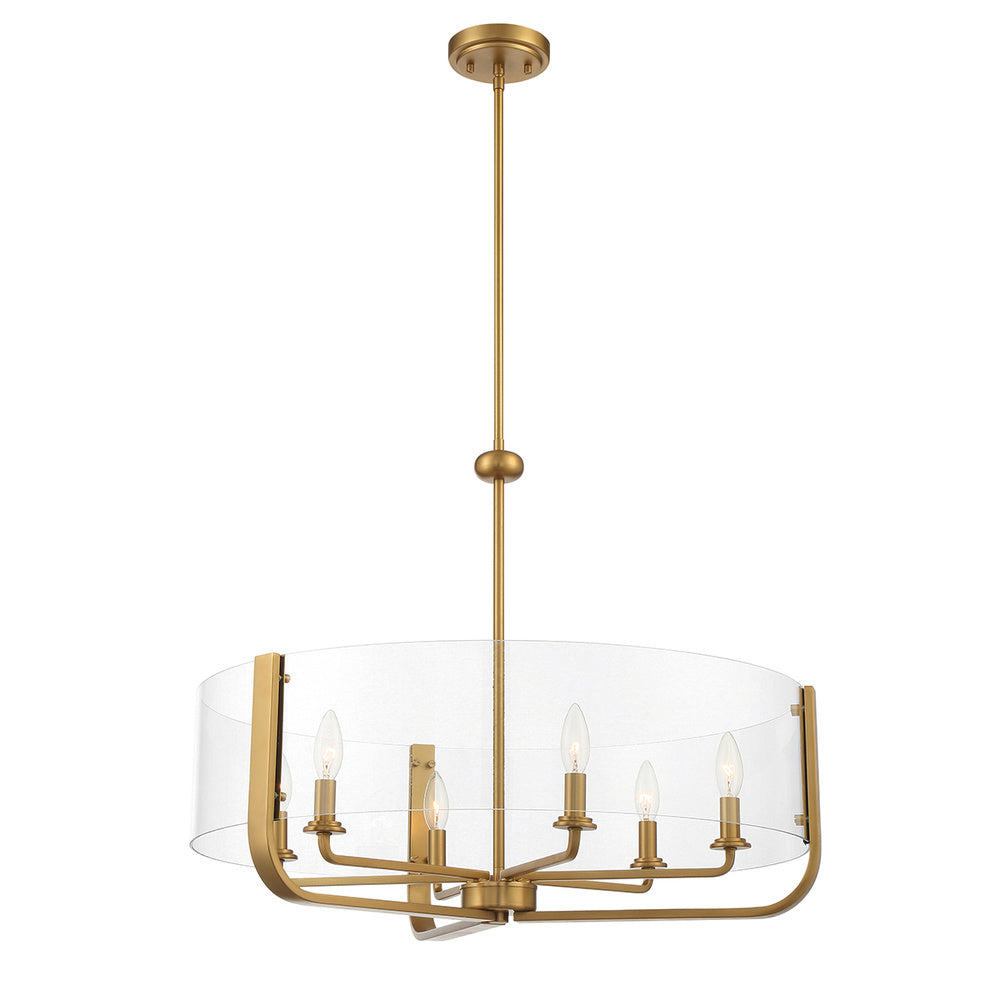 CAMPISI,6LT CHANDELIER,BRASS