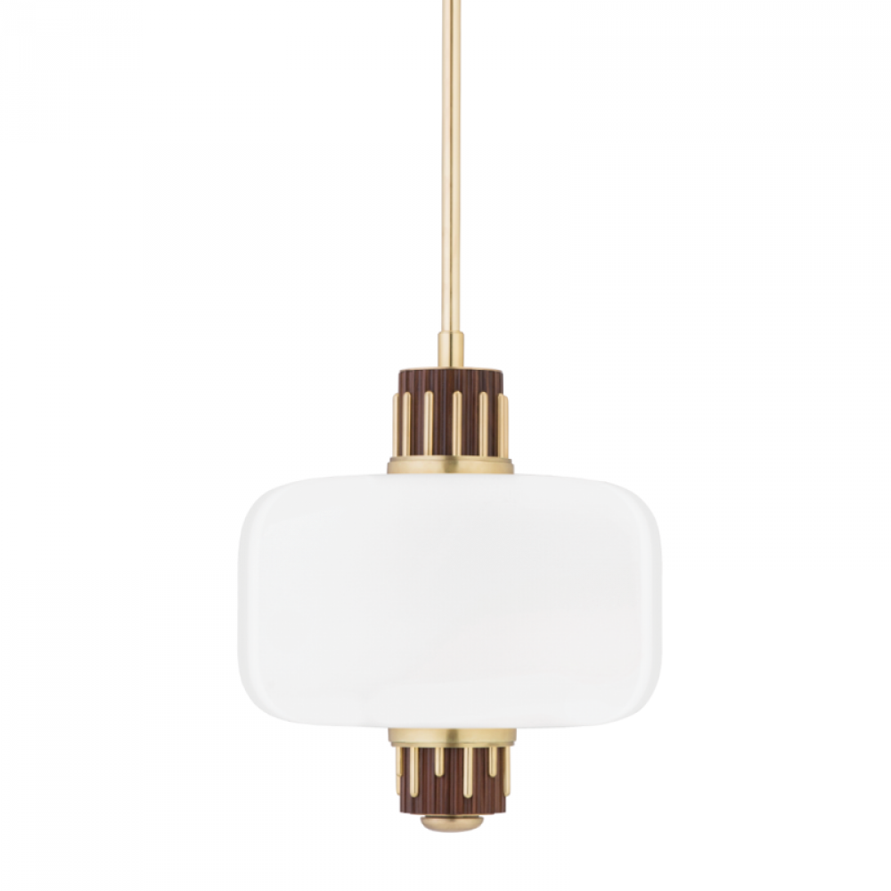 1 LIGHT PENDANT W/ LIGHT WALNUT ACCENT