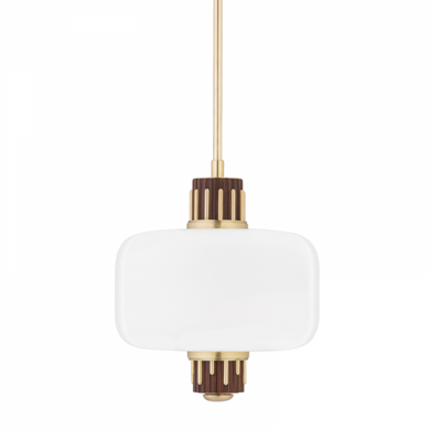 1 LIGHT PENDANT W/ LIGHT WALNUT ACCENT