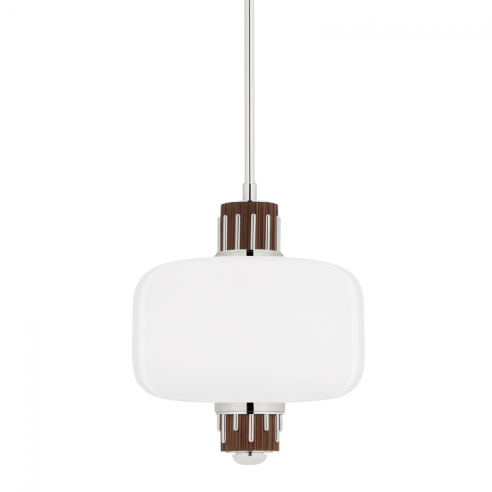 1 LIGHT PENDANT W/ LIGHT WALNUT ACCENT