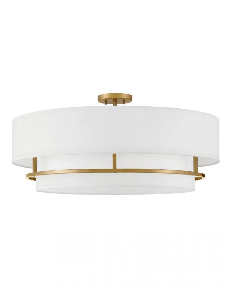 Large Convertible Semi-flush Mount - Brass|White