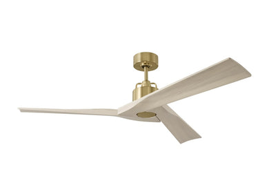 Alma Smart 52 Ceiling Fan in Burnished Brass with Washed White Oak Blades