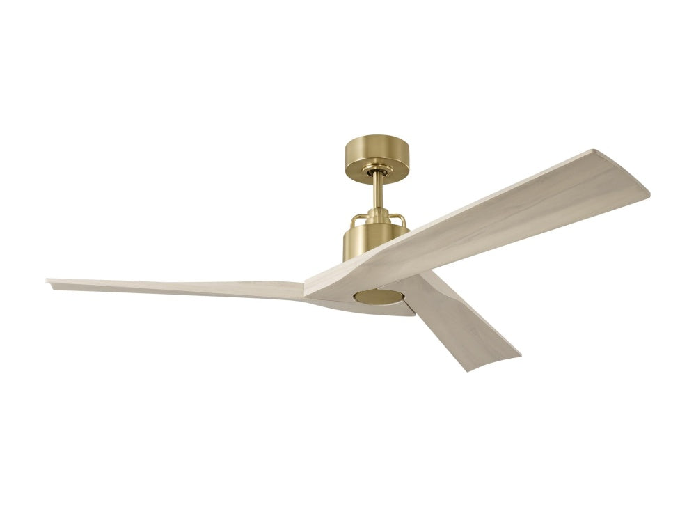 Alma Smart 52 Ceiling Fan in Burnished Brass with Washed White Oak Blades