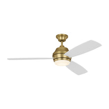 Load image into Gallery viewer, Ikon 52 LED Ceiling Fan in Burnished Brass with Matte White Blades and Light Kit
