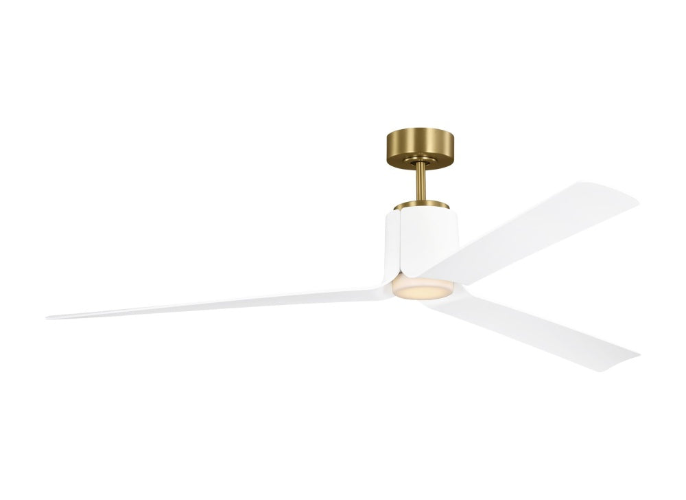 Peel Smart 66LED Ceiling Fan in Burnished Brass with Matte White Blades and Light Kit