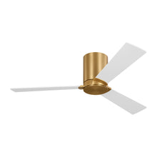 Load image into Gallery viewer, Rozzen 44 Hugger Ceiling Fan in Burnished Brass with Matte White Blades
