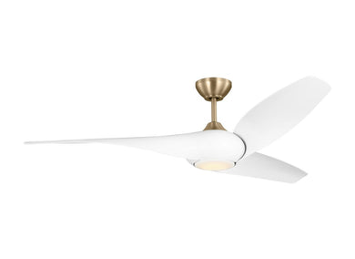 Topan Smart 60 LED Ceiling Fan in Burnished Brass with Matte White Blades and Light Kit