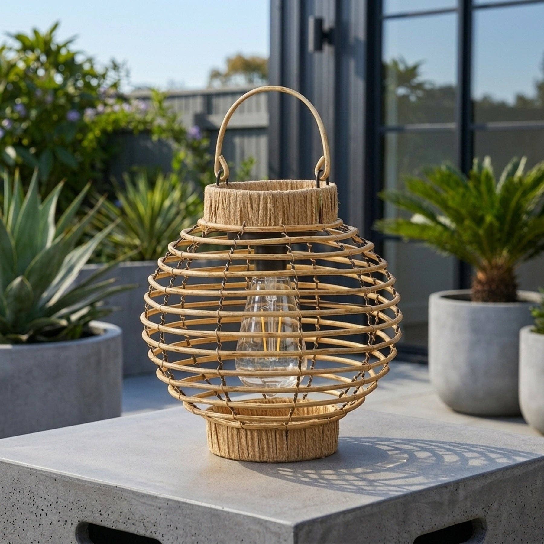 Lunaria Terra Rattan Solar Garden Lantern