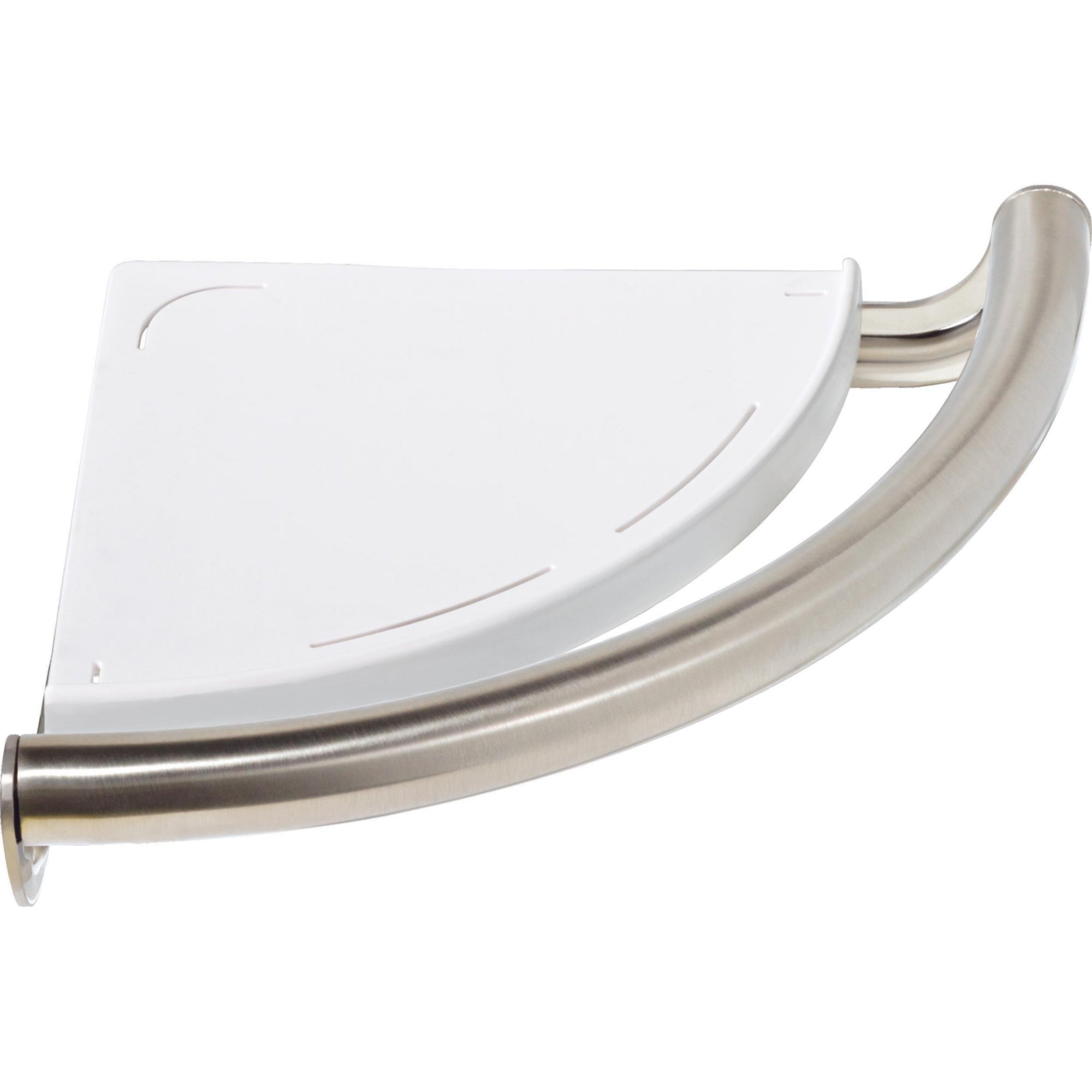 CONTEMPORARY CORNER SHELF W/ASSIST BAR - SS