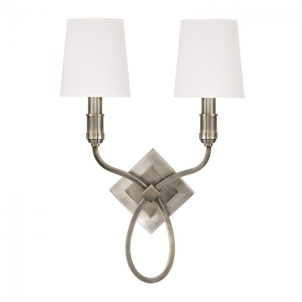 2 LIGHT WALL SCONCE w/WHITE SHADE