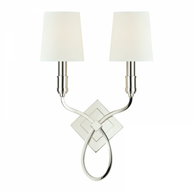 2 LIGHT WALL SCONCE w/WHITE SHADE