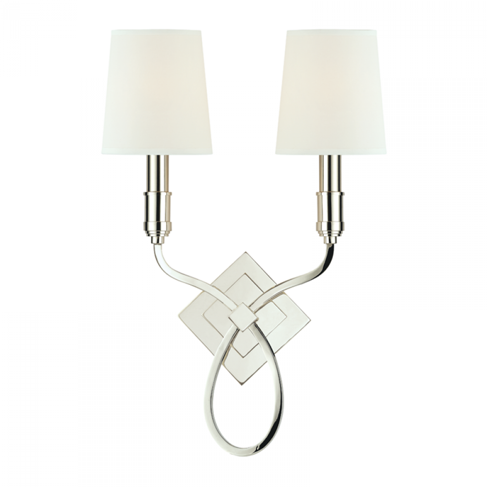 2 LIGHT WALL SCONCE w/WHITE SHADE