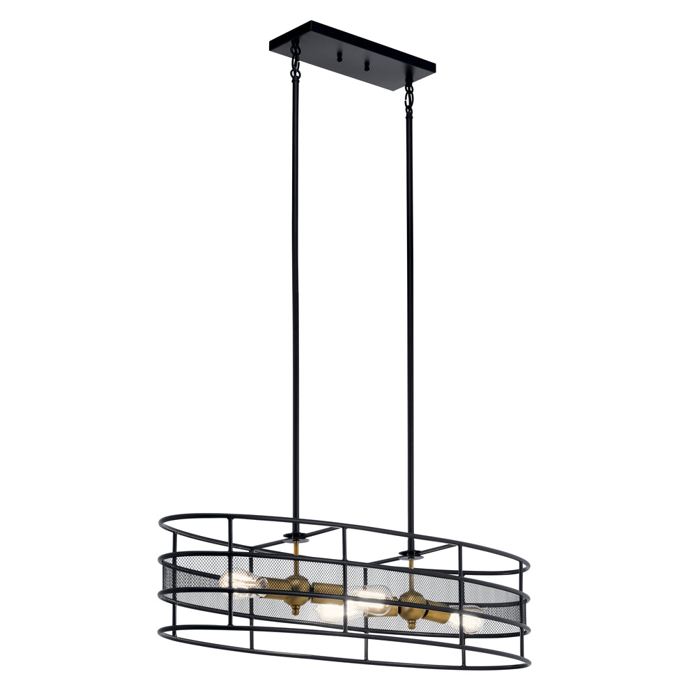 Piston?????4 Light Oval Chandelier Black