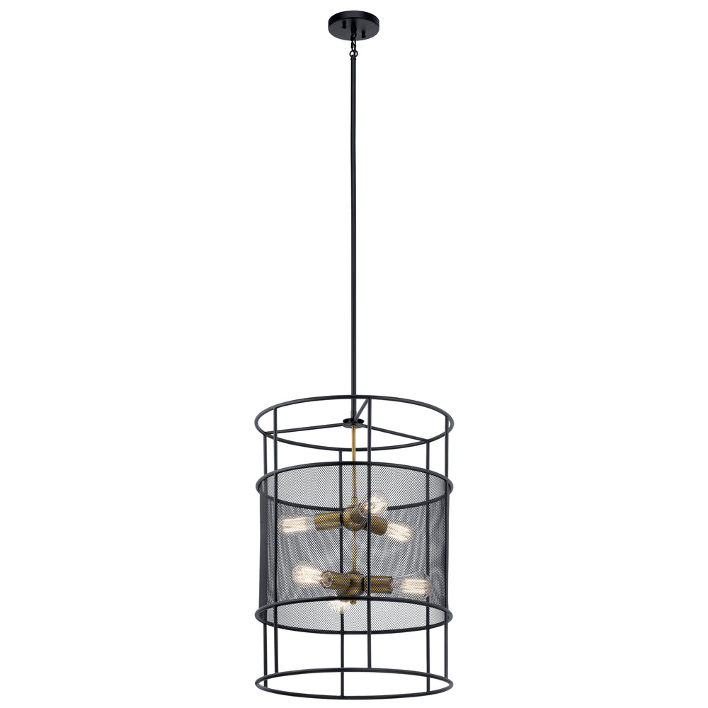 Piston?????6 Light Foyer Pendant Black