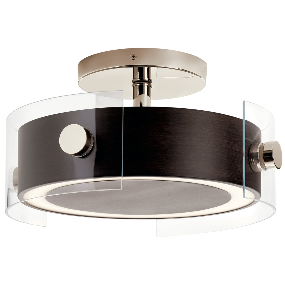 Tig?????15.25" LED 1 Light Semi Flush Walnut Wood
