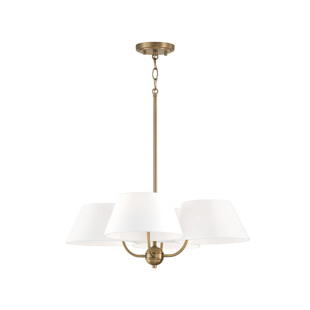 Welsley 4 Light Chandelier In Aged Brass