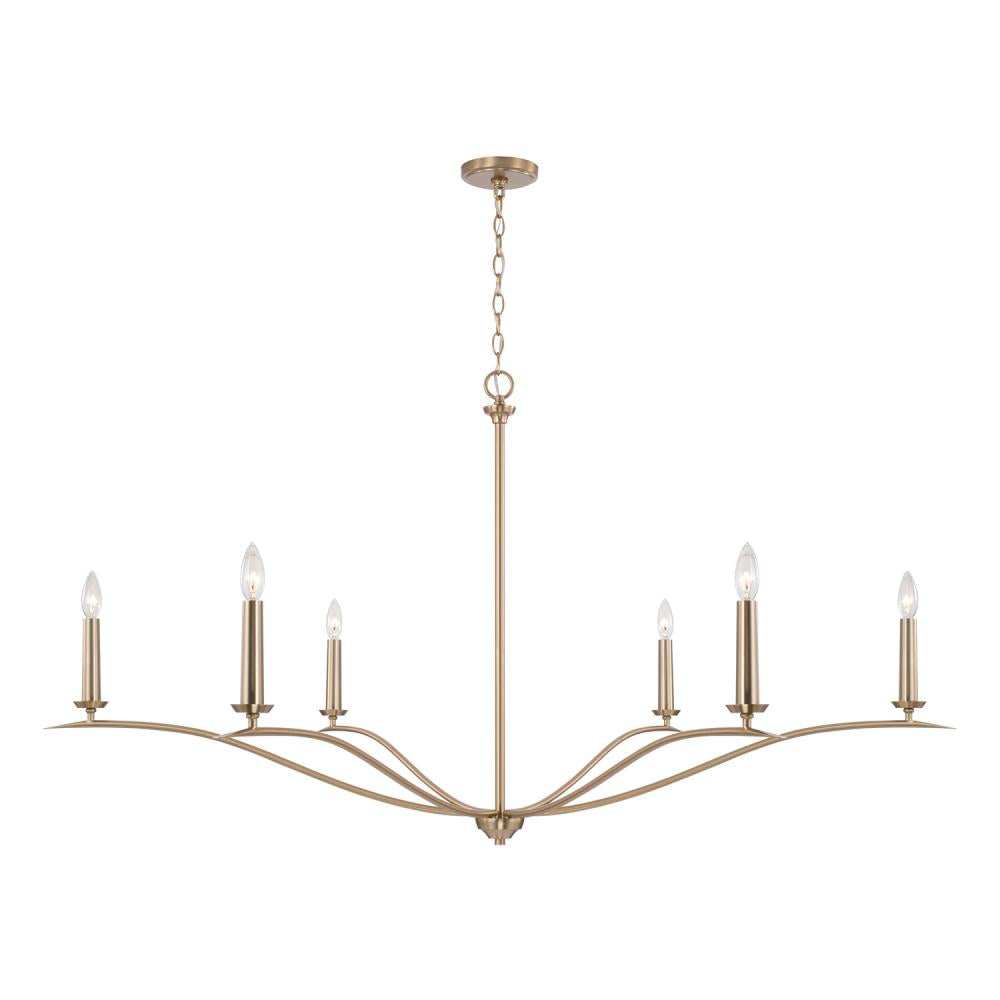6-Light Elongated Chandelier in Matte Brass