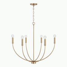 Load image into Gallery viewer, 6-Light Chandelier in Aged Brass
