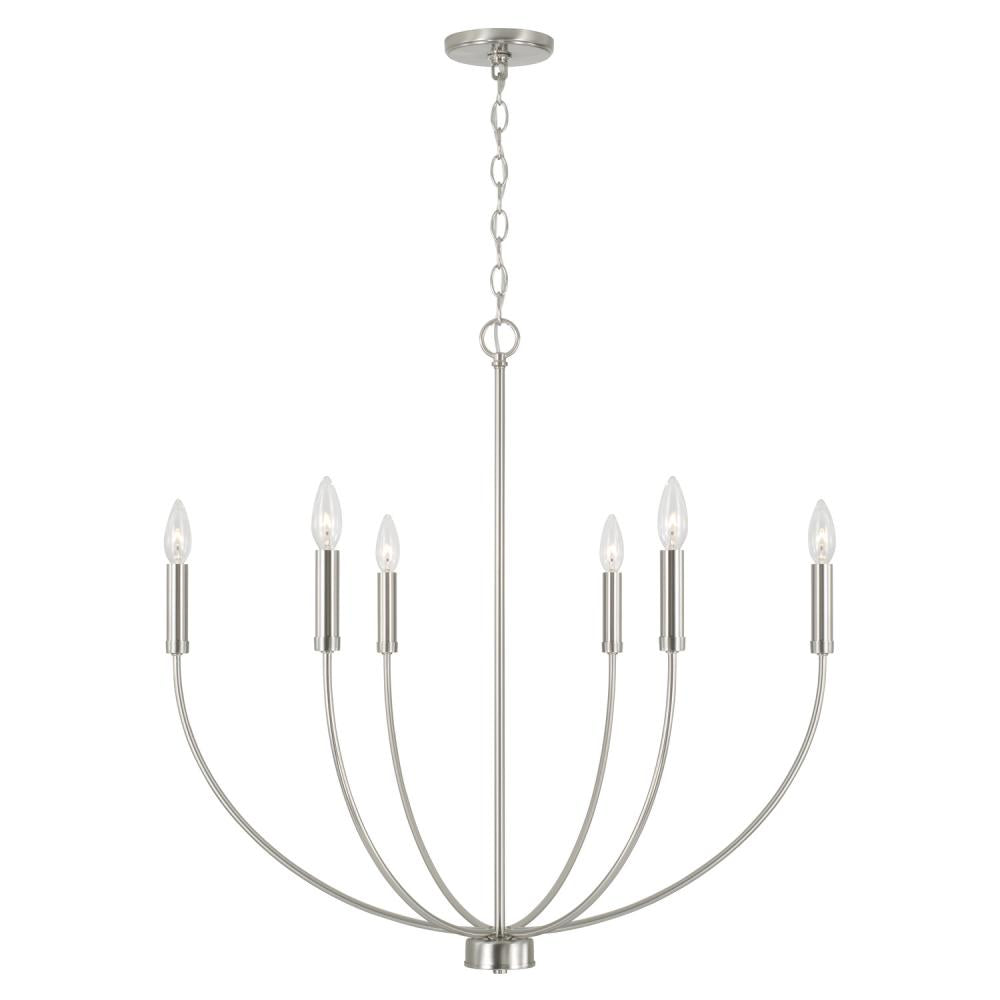 6-Light Chandelier in Brushed Nickel