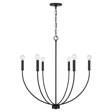 6-Light Chandelier in Matte Black