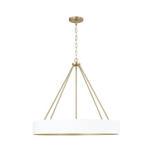 Load image into Gallery viewer, 4-Light Modern Circular Metal Chandelier in Matte White with Painted Matte Brass Interior
