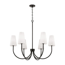 Load image into Gallery viewer, 6-Light Transitional Chandelier in Matte Black with Tapered Soft White Glass
